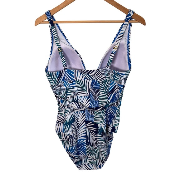 Bleu Rod Beattie Womens Swimsuit Sz 8 One Piece Blue Tropical New - Picture 2 of 8